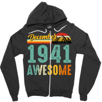 December 1941 Birthday Gift  Vintage December 1941 Zipper Hoodie | Artistshot