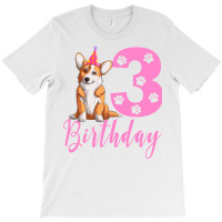 3th Birthday Corgi Blue T-shirt | Artistshot