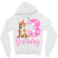 3th Birthday Corgi Blue Zipper Hoodie | Artistshot