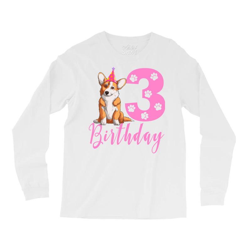 3th Birthday Corgi Blue Long Sleeve Shirts | Artistshot