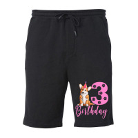 3th Birthday Corgi Blue Fleece Short | Artistshot