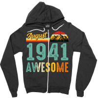 August 1941 Birthday Gift  Vintage August 1941 Awe Zipper Hoodie | Artistshot