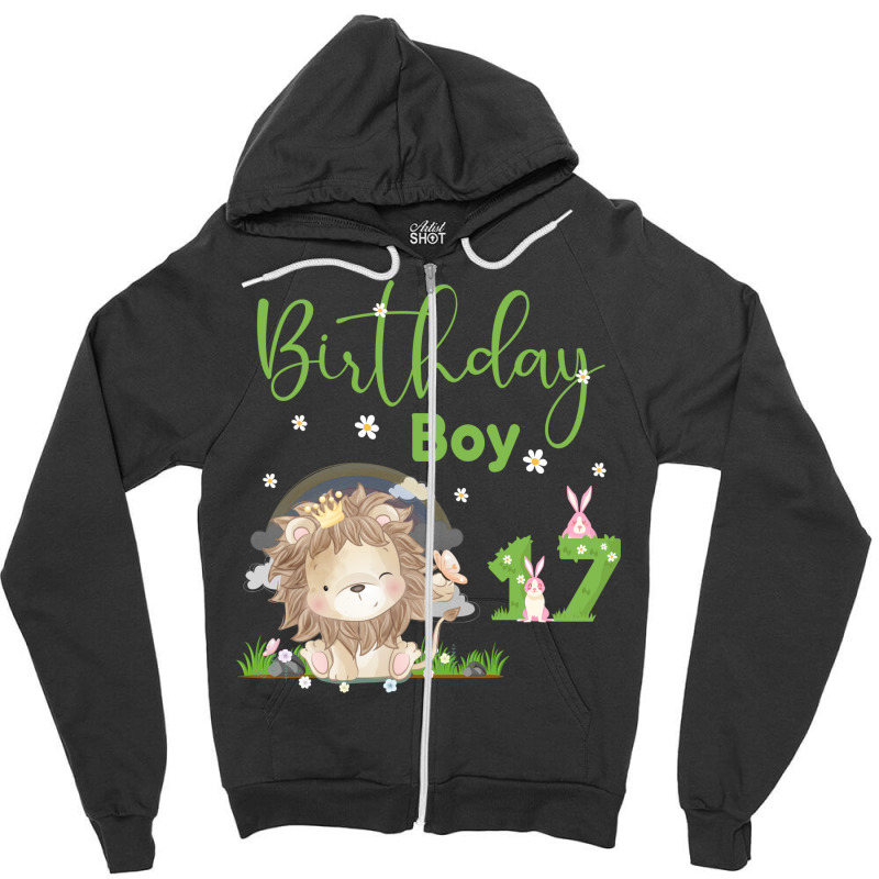 Cute Lion 17th Birthday Boy Funny Zipper Hoodie | Artistshot