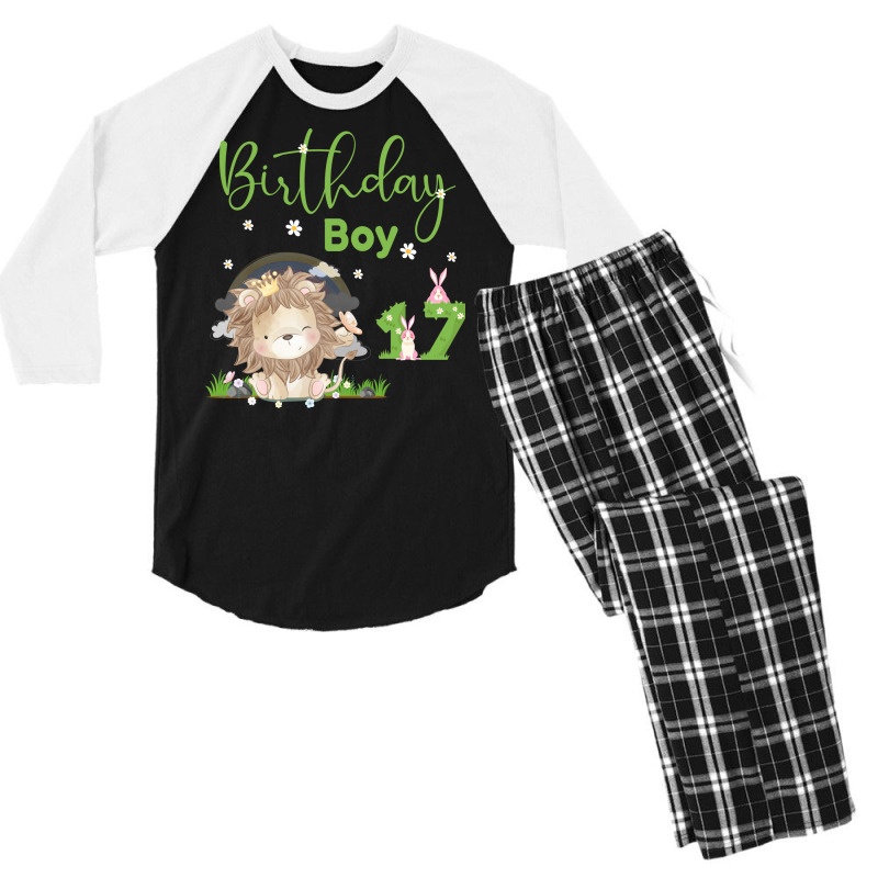 Cute Lion 17th Birthday Boy Funny Men's 3/4 Sleeve Pajama Set | Artistshot