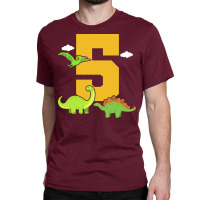 5th Birthday Dinosaur Retro Classic T-shirt | Artistshot