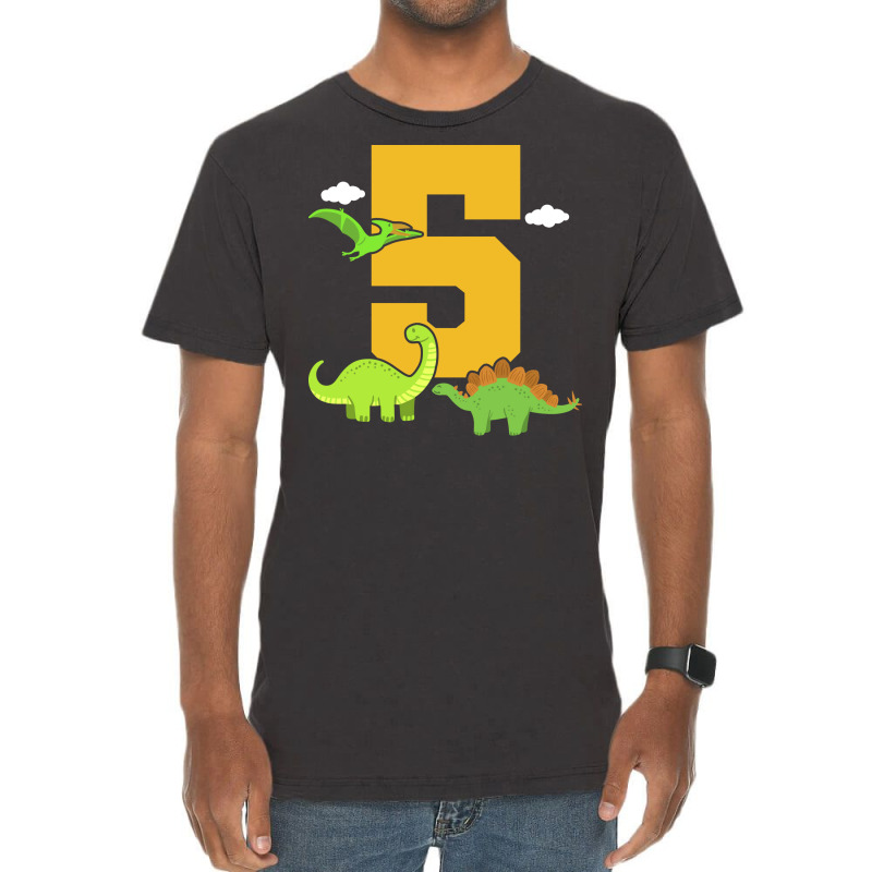 5th Birthday Dinosaur Retro Vintage T-shirt | Artistshot