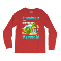 Cute Mermaid Grandmom Of The 9th Birthday Quote Long Sleeve Shirts | Artistshot