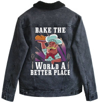 Baking Baker Biscuits Cake Blue Unisex Sherpa-lined Denim Jacket | Artistshot