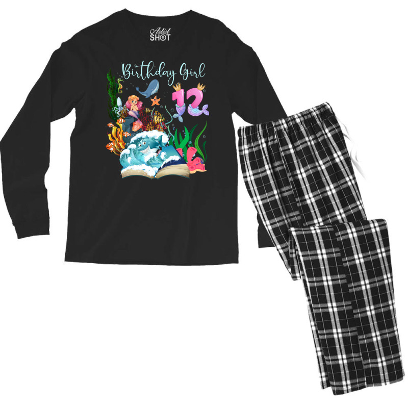 Cute Mermaid 12th Birthday Girl Gift Men's Long Sleeve Pajama Set | Artistshot