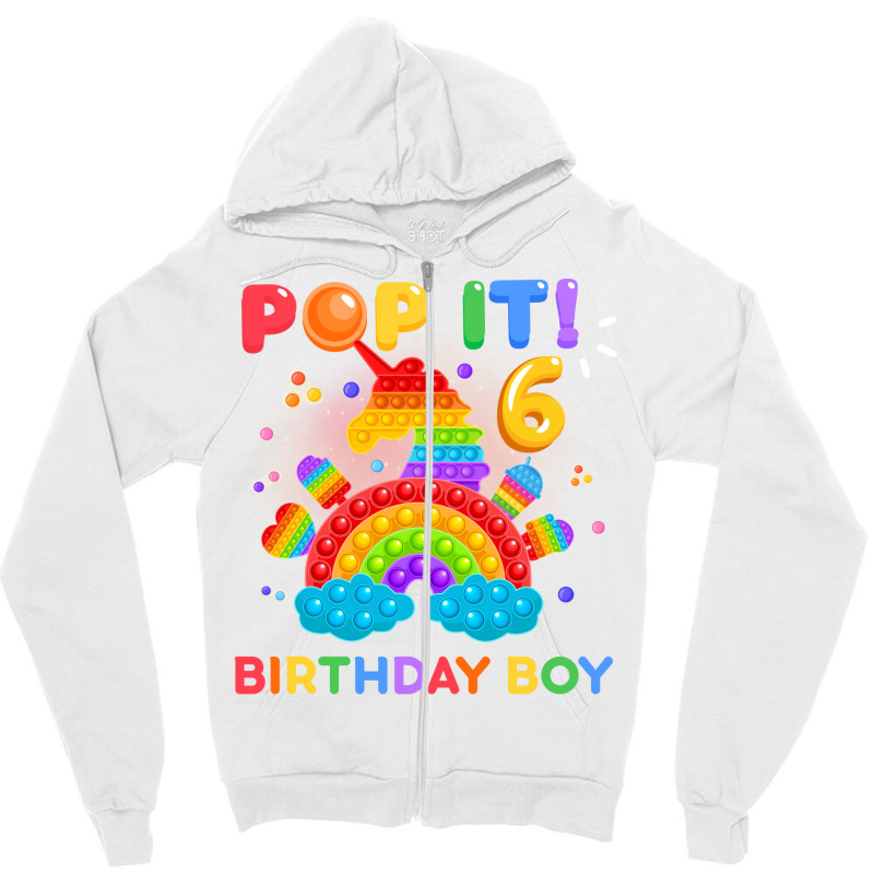 Pop It 6th Birthday Boy Nostalgia Zipper Hoodie | Artistshot