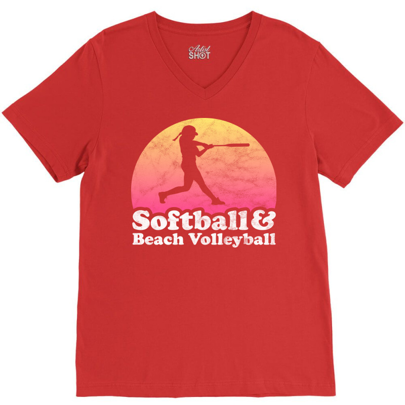 Softball And Beach Volleyball Gift For Softball Pl V-Neck Tee by horathmheannj | Artistshot