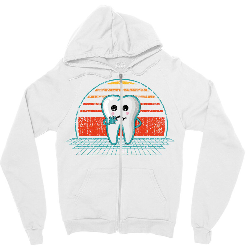 Retro Tooth Dentist Aesthetic Zipper Hoodie | Artistshot