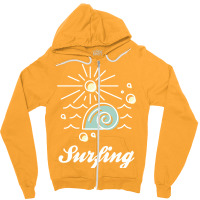 Surfing White Nature Zipper Hoodie | Artistshot