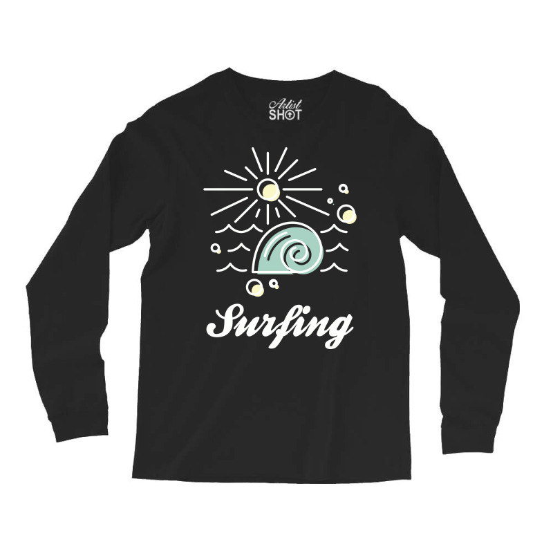 Surfing White Nature Long Sleeve Shirts by rhmatijariahp | Artistshot