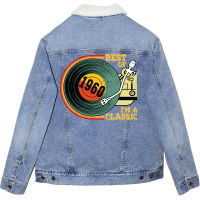 Vintage 1960 Birthday  Im  Birthday  Retro Vinyl Q Unisex Sherpa-lined Denim Jacket | Artistshot