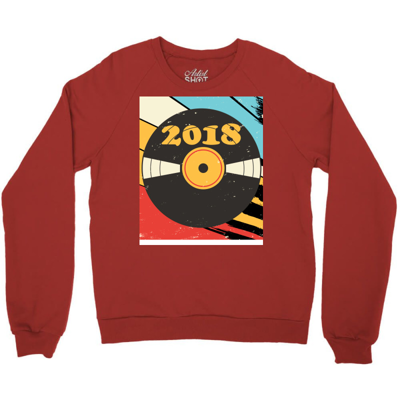 Vintage Retro 2018 Birthday  Vinyl Music Green Crewneck Sweatshirt | Artistshot