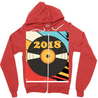 Vintage Retro 2018 Birthday  Vinyl Music Green Zipper Hoodie | Artistshot