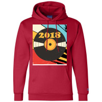 Vintage Retro 2018 Birthday  Vinyl Music Green Champion Hoodie | Artistshot