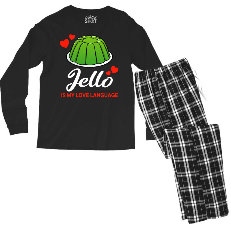 Green Jello Is My Love Language Funny Yellow Men's Long Sleeve Pajama Set | Artistshot