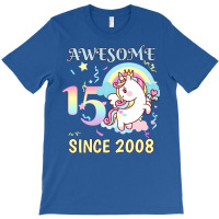 Cute Unicorn Rainbow 15th Birthday Awesome Since 2 T-shirt | Artistshot