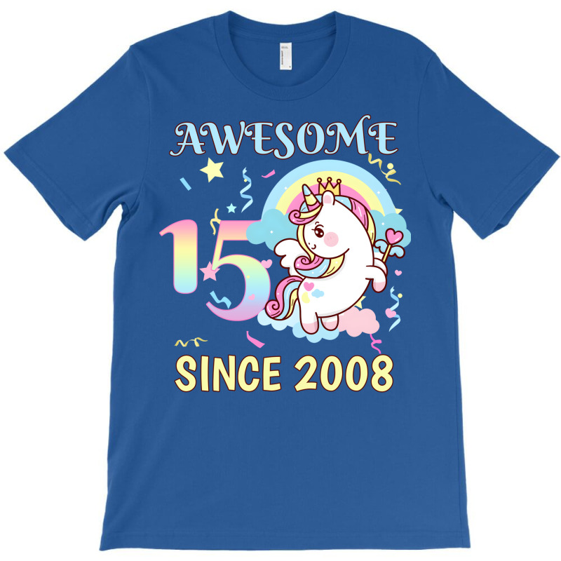 Cute Unicorn Rainbow 15th Birthday Awesome Since 2 T-shirt | Artistshot