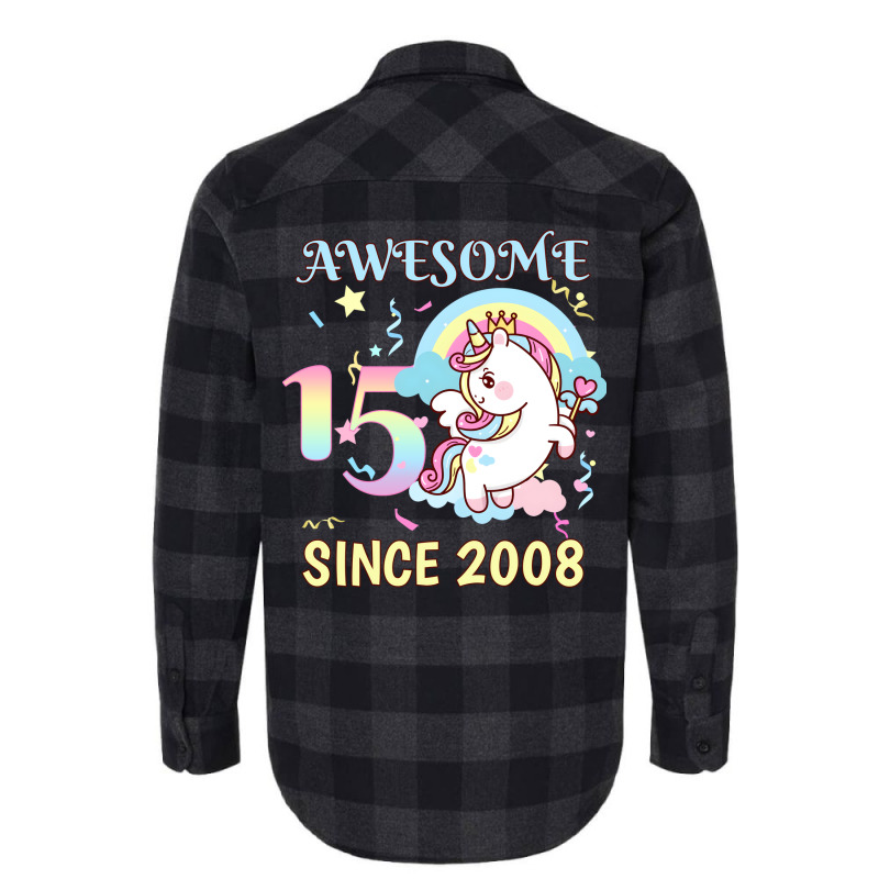 Cute Unicorn Rainbow 15th Birthday Awesome Since 2 Flannel Shirt | Artistshot