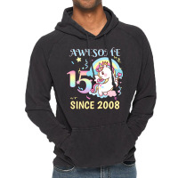 Cute Unicorn Rainbow 15th Birthday Awesome Since 2 Vintage Hoodie | Artistshot