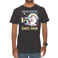 Cute Unicorn Rainbow 15th Birthday Awesome Since 2 Vintage T-shirt | Artistshot