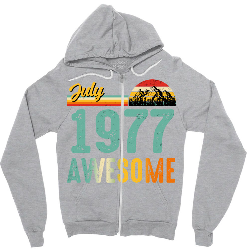 July 1977 Birthday Gift  Vintage July 1977 Awesome Zipper Hoodie | Artistshot