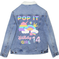 Pop It 14th Birthday Girl Vintage Unisex Sherpa-lined Denim Jacket | Artistshot