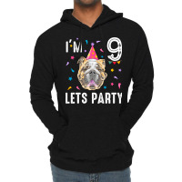 Lets Party 9th Birthday With English Bulldog Cute Lightweight Hoodie | Artistshot