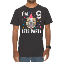 Lets Party 9th Birthday With English Bulldog Cute Vintage T-shirt | Artistshot