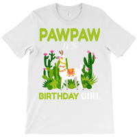 Cute Llamas Pawpaw Of The Birthday Girl Blue T-shirt | Artistshot