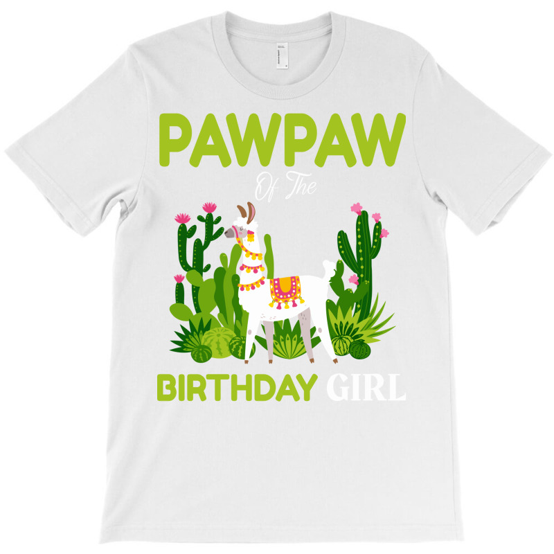 Cute Llamas Pawpaw Of The Birthday Girl Blue T-shirt | Artistshot