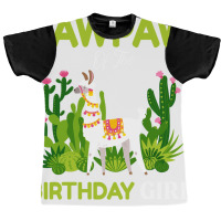 Cute Llamas Pawpaw Of The Birthday Girl Blue Graphic T-shirt | Artistshot