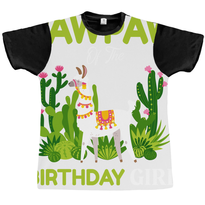 Cute Llamas Pawpaw Of The Birthday Girl Blue Graphic T-shirt | Artistshot