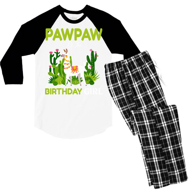 Cute Llamas Pawpaw Of The Birthday Girl Blue Men's 3/4 Sleeve Pajama Set | Artistshot