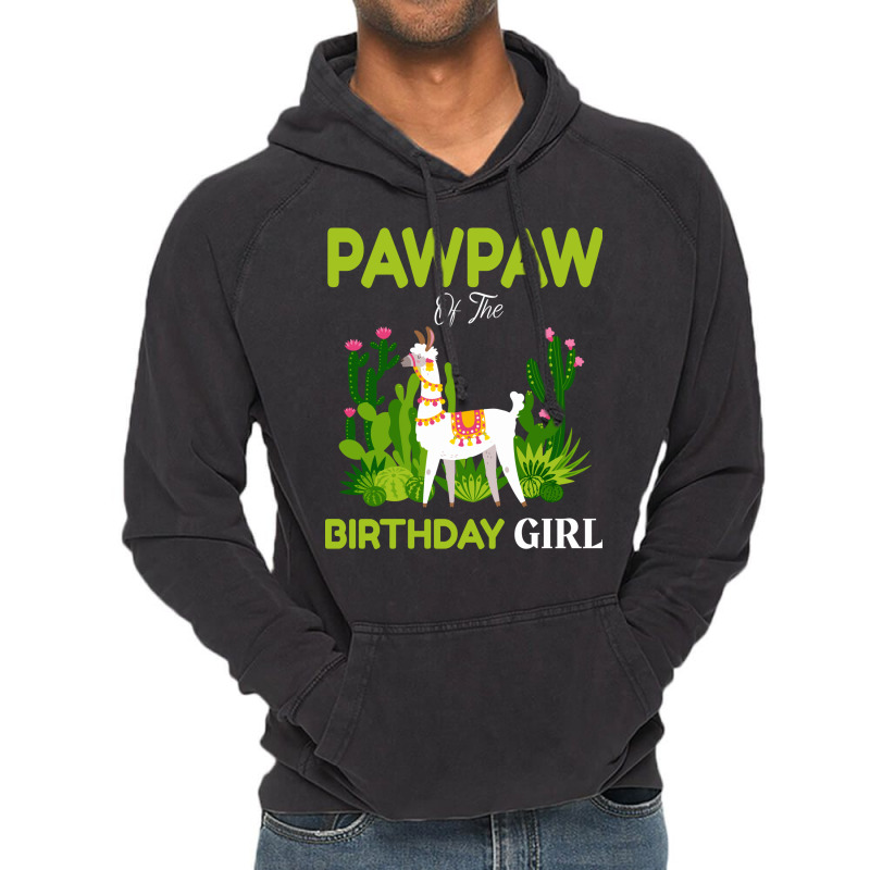 Cute Llamas Pawpaw Of The Birthday Girl Blue Vintage Hoodie | Artistshot