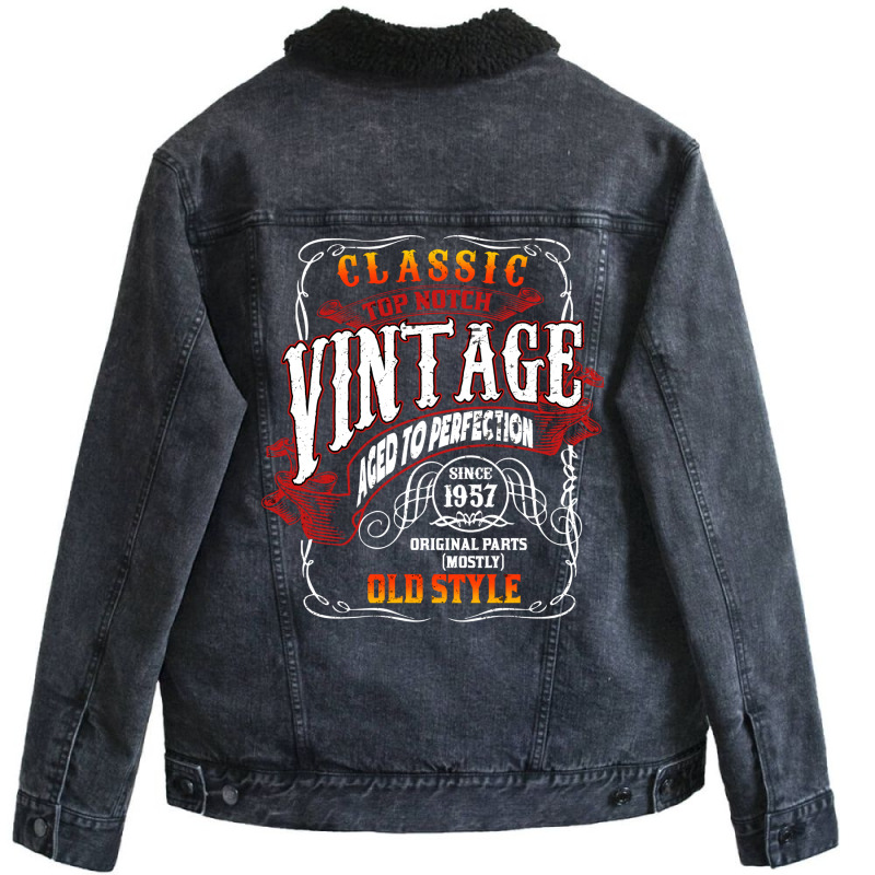 Vintage Birthday 1957 Aged To Perfection 1957 Birt Unisex Sherpa-lined Denim Jacket | Artistshot