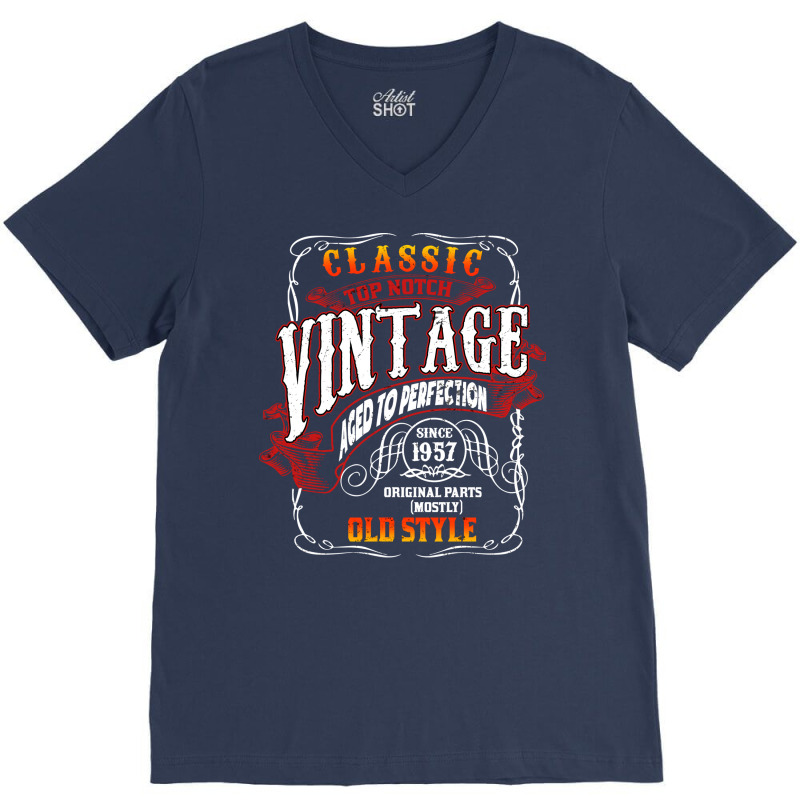 Vintage Birthday 1957 Aged To Perfection 1957 Birt V-neck Tee | Artistshot