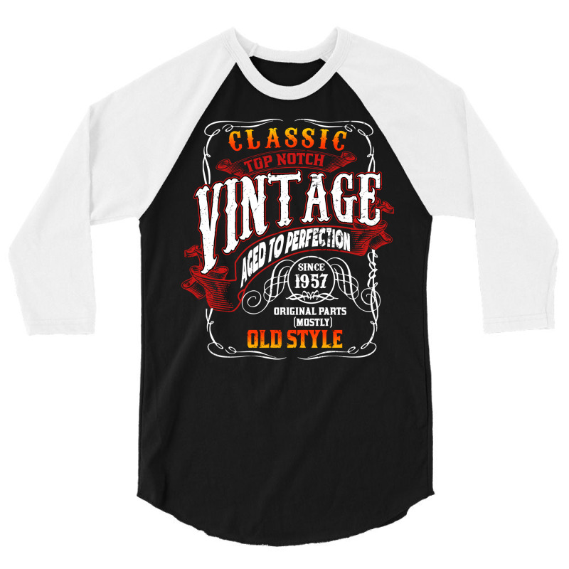 Vintage Birthday 1957 Aged To Perfection 1957 Birt 3/4 Sleeve Shirt | Artistshot