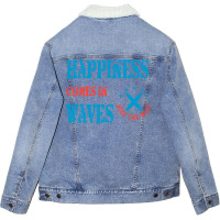 Surfer Wave Rider Retro Unisex Sherpa-lined Denim Jacket | Artistshot