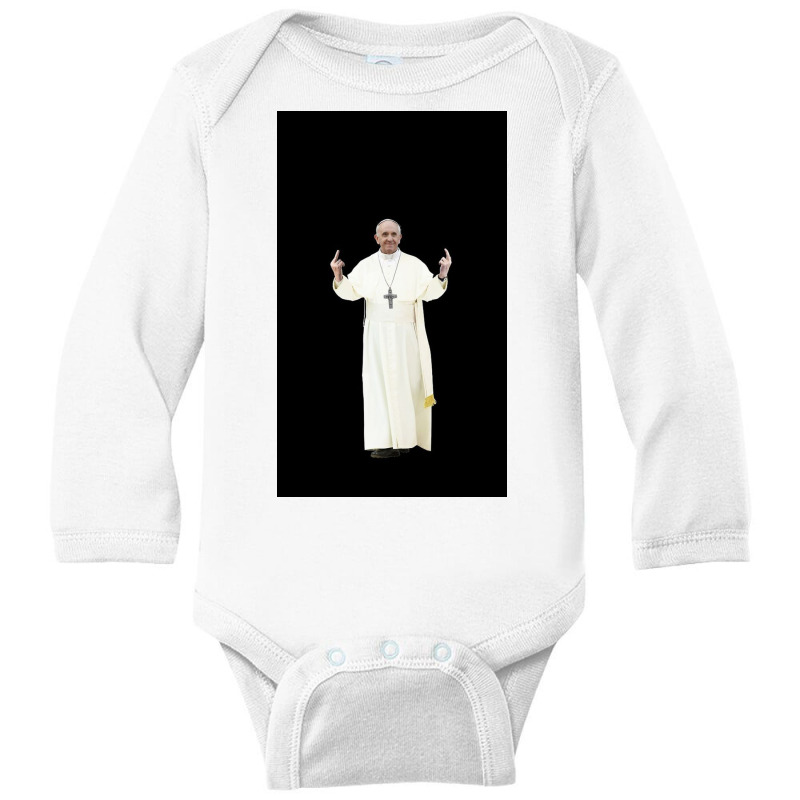 High Resolution Standing Bird Flipping Pope Franci Long Sleeve Baby Bodysuit | Artistshot