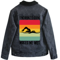 Synchronized Swimming Makes Me Wet Water Retro Gir Unisex Sherpa-lined Denim Jacket | Artistshot