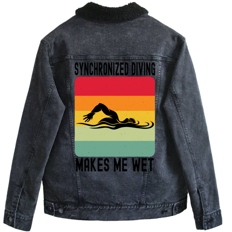 Synchronized Swimming Makes Me Wet Water Retro Gir Unisex Sherpa-Lined Denim Jacket by horathmheannj | Artistshot