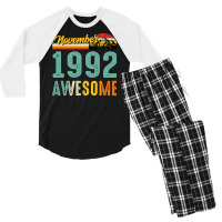 November 1992 Birthday Gift  Vintage November 1992 Men's 3/4 Sleeve Pajama Set | Artistshot