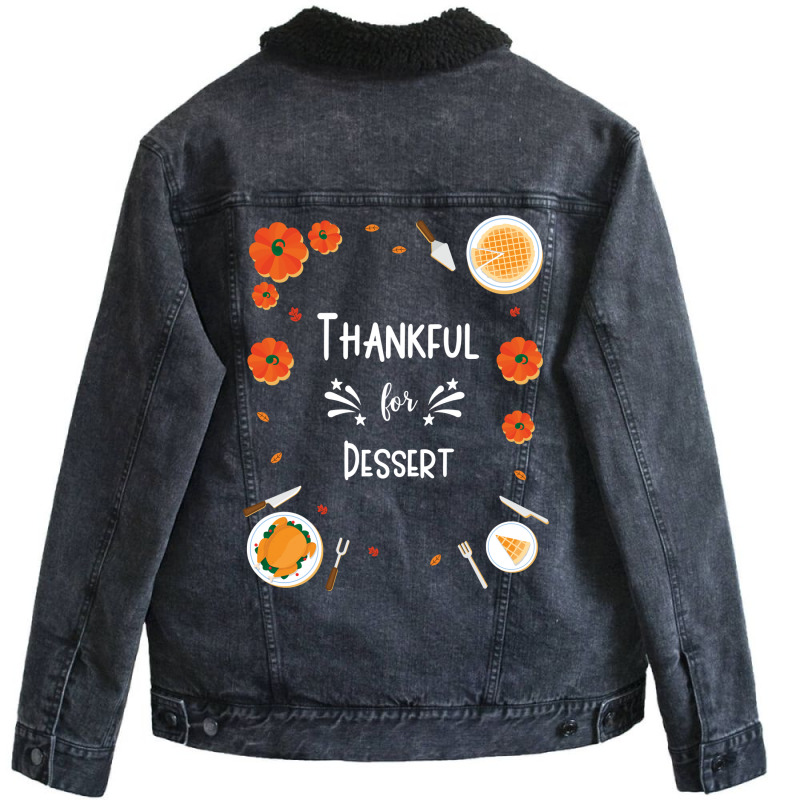 Thankful For Dessert Funny Unisex Sherpa-Lined Denim Jacket by kaistosylinj | Artistshot