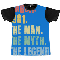 40th Birthday Man Myth Legend 1981 Hipster Graphic T-shirt | Artistshot