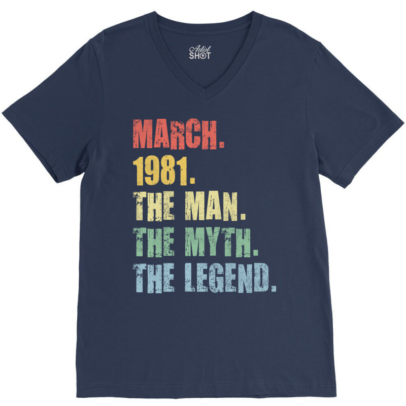 40th Birthday Man Myth Legend 1981 Hipster V-neck Tee | Artistshot