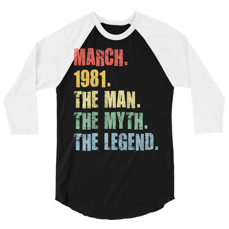 40th Birthday Man Myth Legend 1981 Hipster 3/4 Sleeve Shirt | Artistshot